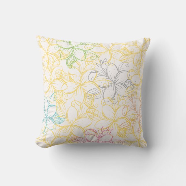 Coussin Élégante Plumeria hawaïenne (Recto)