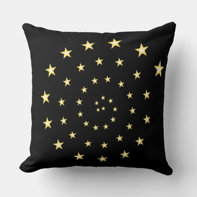 Coussin Élégante spirale des étoiles sur noir (Recto)