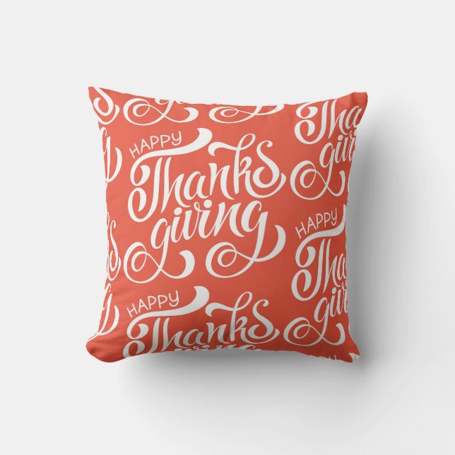 Coussin Élégante typographie de Thanksgiving (Recto)