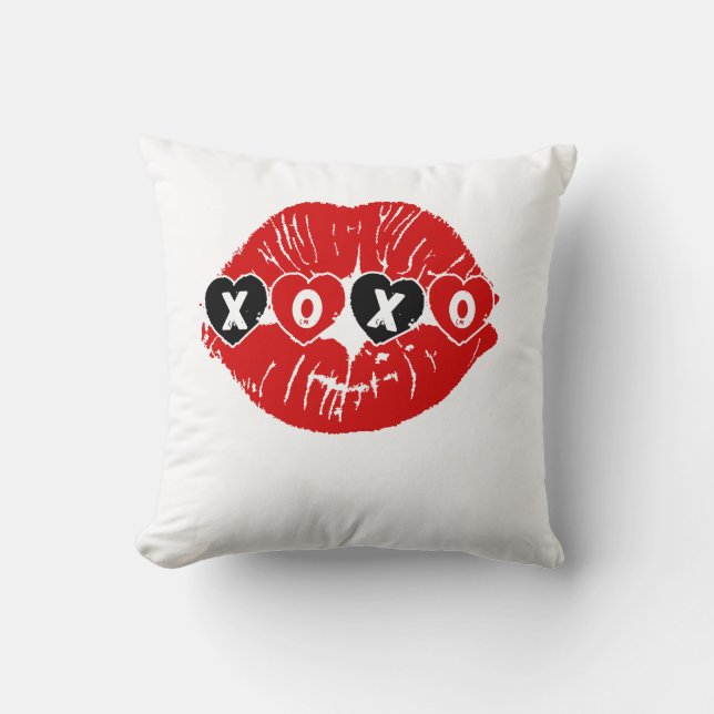 Coussin Élégante XOXO Red Lips Saint Valentin (Recto)