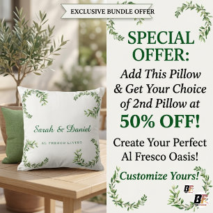 Coussin Élégantes branches d'olive minimalistes pour coupl