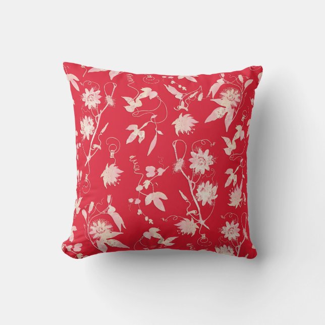 Coussin Élégantes Fleurs Abstraites Élégantes Rouge Clair (Recto)