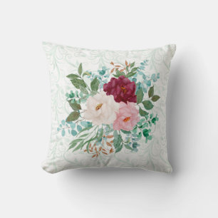 Coussin Élégantes roses et double menthe personnalisé doub