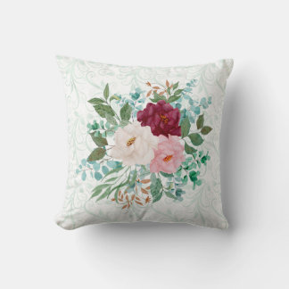Coussin Élégantes roses et double menthe personnalisé doub