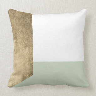 Coussin Élégants modernes rougissent or vert géométriq