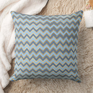 Coussin Élégants motifs nautiques et vintage bleu et or