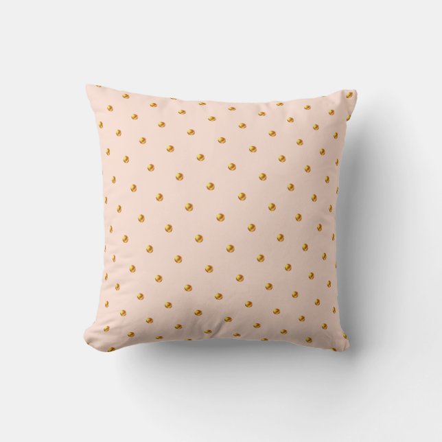 Coussin Élégants points noirs dorés sur fond rose corail (Recto)