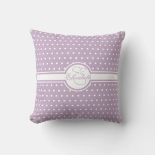Coussin Élégants Pois blancs sur Monogramme violet