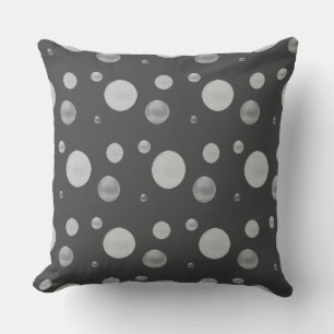 Coussin Élégants pois gris argenté