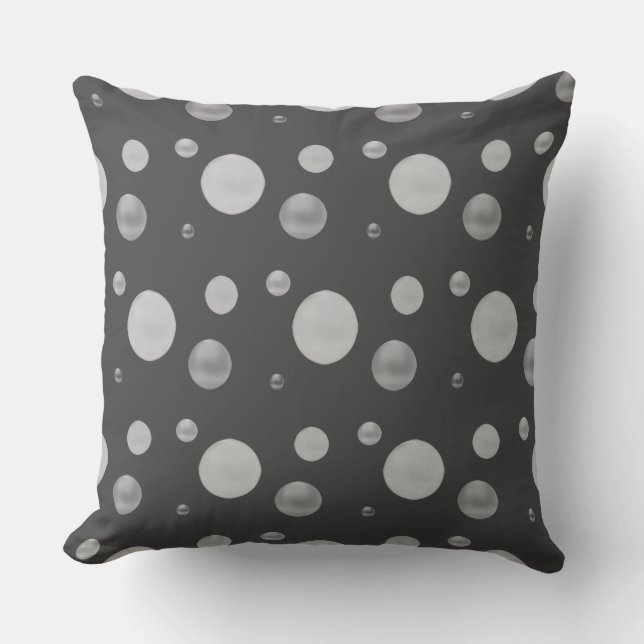 Coussin Élégants pois gris argenté (Recto)