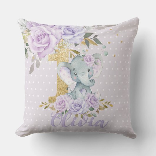 Coussin Élément de souvenir de 1er anniversaire éléphant f (Recto)