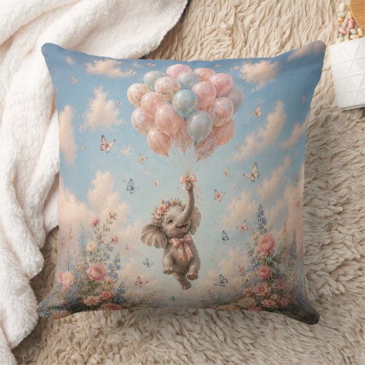 Coussin Élément éléphant bébé ballons papillons flottants (Couverture)