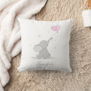 Coussin Élément éléphant mignon avec nom de ballon