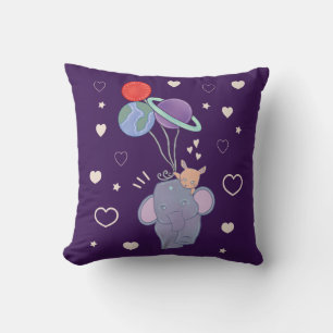 Coussin Élément et Lapin Montgolfière spatiale Fantaisis