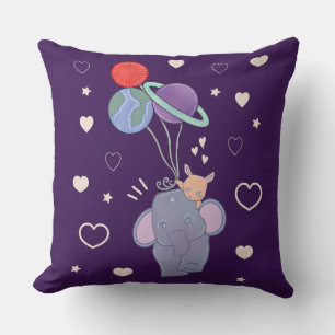 Coussin Élément et Lapin Montgolfière Spatiale Fantaisis