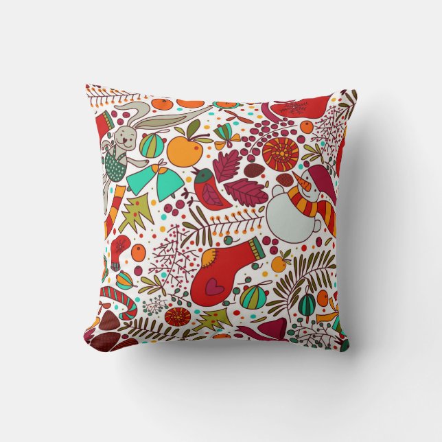 Coussin Éléments de Noël festifs Design sans couture (Recto)