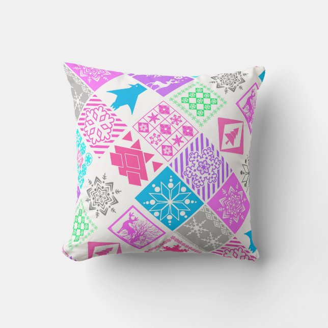 Coussin Eléments de Noël sans couture flocon géométrique (Recto)