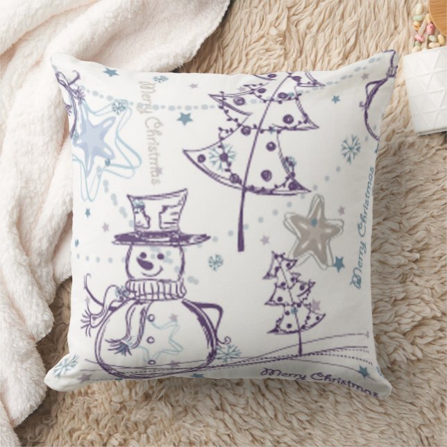 Coussin Eléments de Noël Sketch Snowman (Couverture)