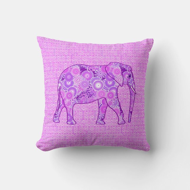 Coussin Éléphale tourbillon fractal - violet et orchidée (Recto)