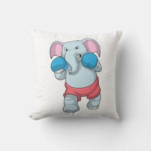 Coussin Eléphant à la boxe avec gants de boxe