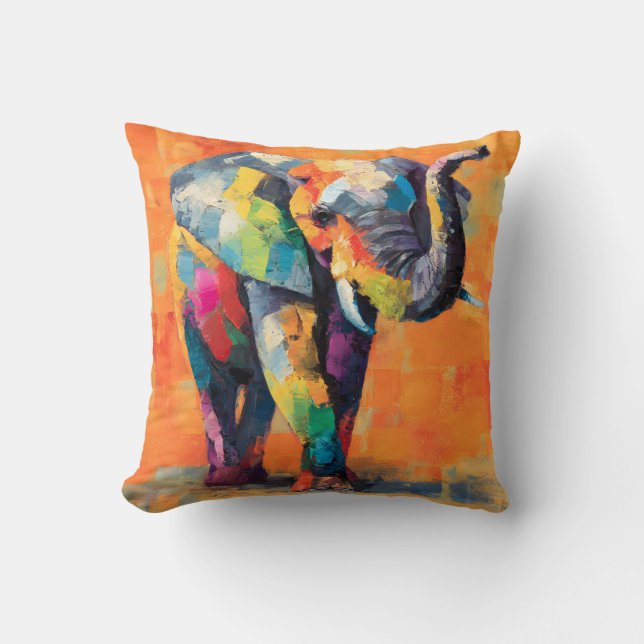 Coussin Eléphant arc-en-ciel Abstrait (Recto)