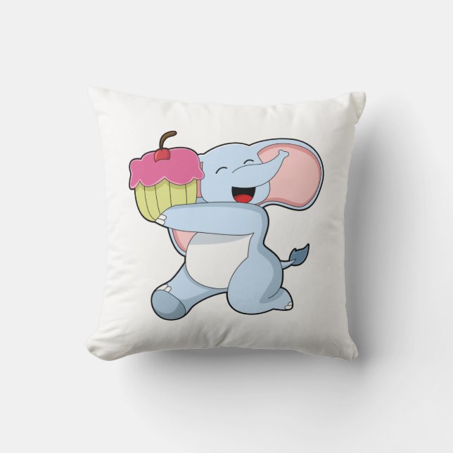 Coussin Éléphant avec Gâteau (Recto)