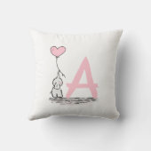 Coussin Éléphant avec la crèche rose de monogramme de (Verso)