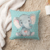 Coussin Éléphant Bébé Aqua Sarcelle Turquoise et Gris (Couverture)