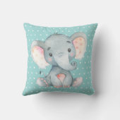 Coussin Éléphant Bébé Aqua Sarcelle Turquoise et Gris (Verso)
