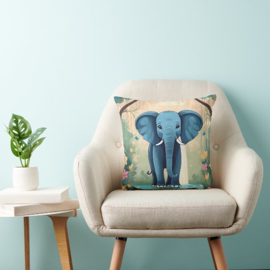 Coussin Eléphant Bébé Bleu Whimsical, (Chaise)