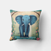 Coussin Eléphant Bébé Bleu Whimsical, (Verso)