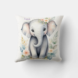 Coussin Eléphant bébé en floraison
