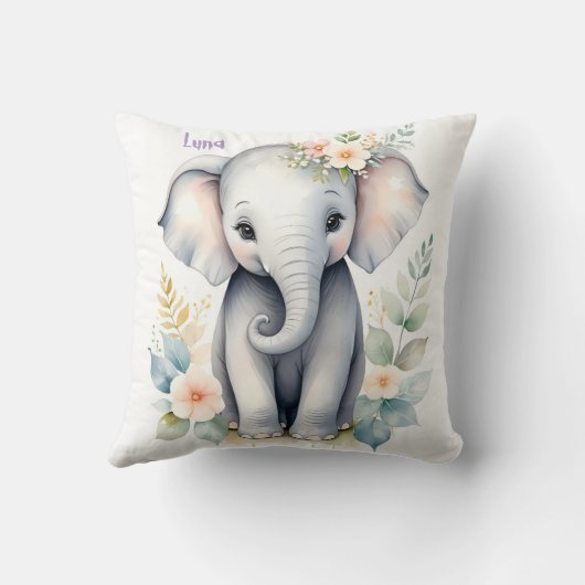 Coussin Eléphant bébé en floraison (Verso)