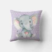 Coussin Éléphant bébé fille Violet et Gris (Verso)