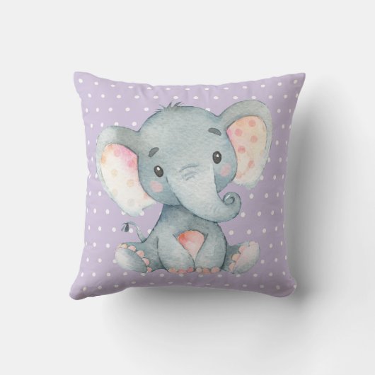 Coussin Éléphant bébé fille Violet et Gris (Verso)