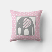 Coussin Eléphant bébé | Gris et rose Pois (Verso)