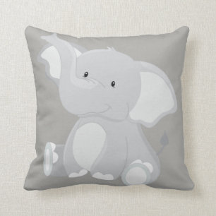 Coussin Eléphant Bébé gris mou