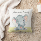 Coussin Éléphant Bébé Jaune et Gris (Couverture)