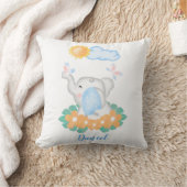 Coussin Eléphant Bébé mignon avec fleurs orange Cushion (Couverture)