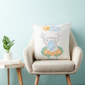 Coussin Eléphant Bébé mignon avec fleurs orange Cushion (Chaise)