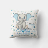 Coussin Eléphant Bébé mignon avec oreilles bleues Boy Stat (Verso)