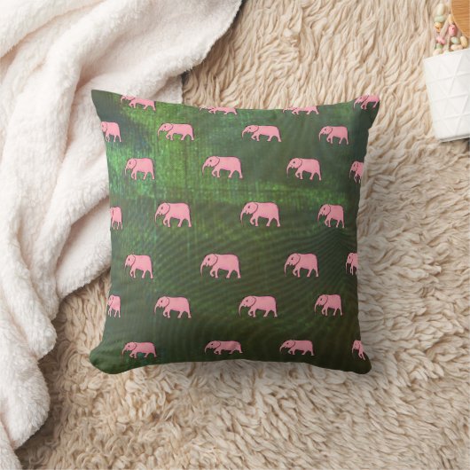 Coussin Eléphant bébé moderne pour enfants rose vert (Couverture)