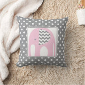 Coussin Eléphant bébé | Pois Chevron rose et gris (Couverture)