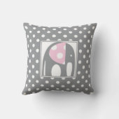 Coussin Eléphant bébé | Pois rose et gris (Verso)