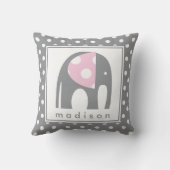 Coussin Eléphant bébé | Pois rose et gris (Verso)