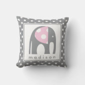 Coussin Eléphant bébé | Pois rose et gris (Recto)