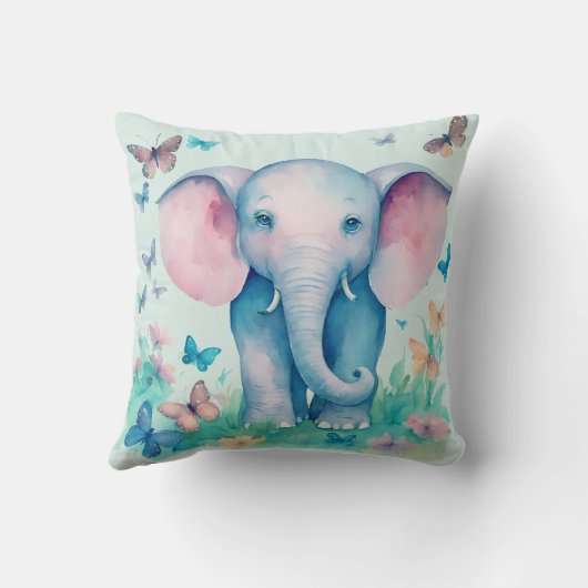 Coussin Eléphant bleu bébé (Verso)