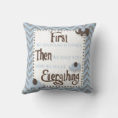 Coussin éléphant bleu et gris Chevron (Verso)