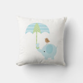 Coussin Eléphant bleu et vert mignon (Recto)