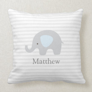 Coussin Eléphant Bleu Gris Bleu Frappé Garçon Jeter Oreill